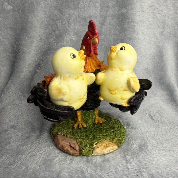 Other - Rooster and Chicks Salt and Pepper Shaker Set with Caddy Farmhouse Decor Resin